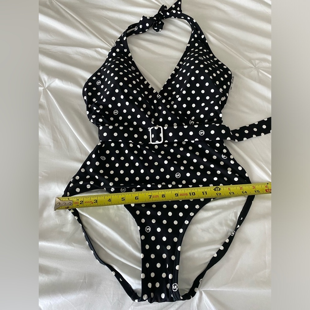 NWT Michael Kors Polka Dot Halter One Piece Swimsuit Size 10 - Picture 3 of 8